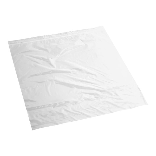 A clear, seal top plastic food bag measuring 18 by 20 inches.
