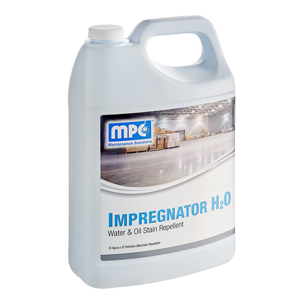 A white plastic jug of 1 gallon Impregnator H2O Ready-to-Use Water and Oil Stain Repellant Sealer.