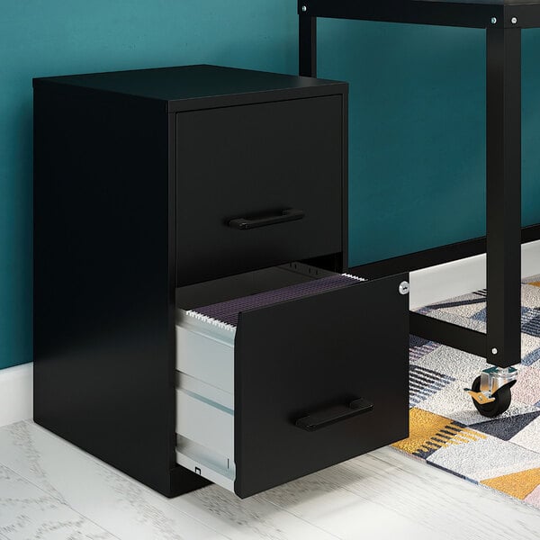Hirsh 14341 Space Solutions SOHO Black Two-Drawer Vertical File Cabinet - 14 1/4" x 18" x 24 1/2"