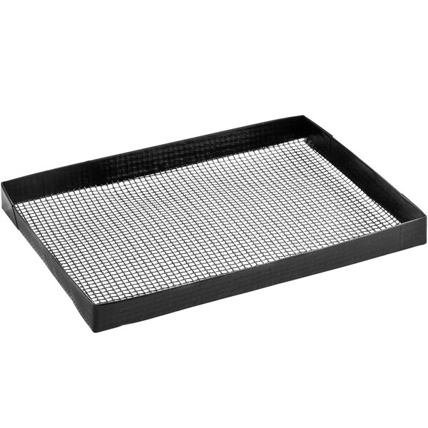 a black tray with a mesh
