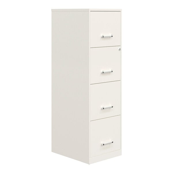 Hirsh 21619 Space Solutions SOHO Pearl White Four-Drawer Vertical File Cabinet - 14 1/4" x 18" x 46 3/8"