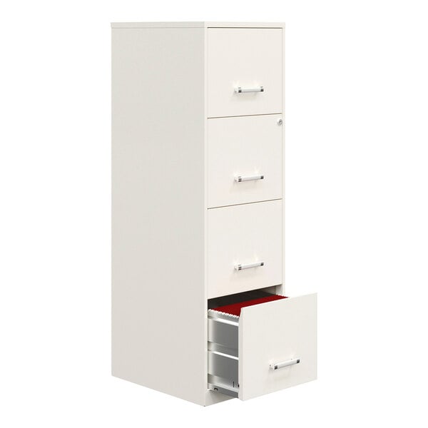 Hirsh 21619 Space Solutions SOHO Pearl White Four-Drawer Vertical File Cabinet - 14 1/4" x 18" x 46 3/8"