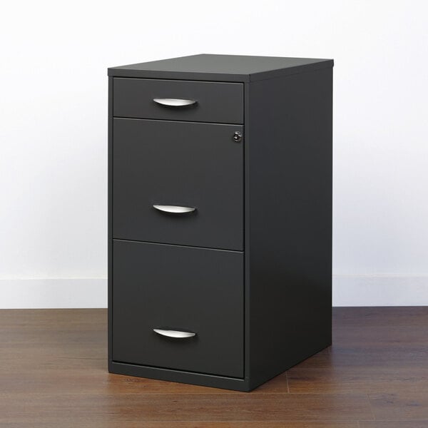 Hirsh 20205 Space Solutions SOHO Charcoal Three-Drawer Vertical Organizer File Cabinet with Supply Drawer - 14 1/4" x 18" x 27 1/2"