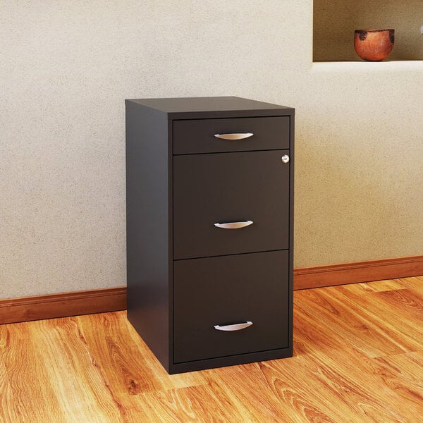 Hirsh 20205 Space Solutions SOHO Charcoal Three-Drawer Vertical Organizer File Cabinet with Supply Drawer - 14 1/4" x 18" x 27 1/2"