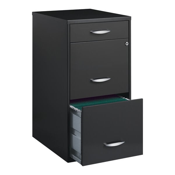 Hirsh 20205 Space Solutions SOHO Charcoal Three-Drawer Vertical Organizer File Cabinet with Supply Drawer - 14 1/4" x 18" x 27 1/2"