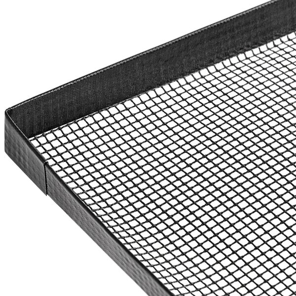 A Baker's Mark black mesh basket with a tight weave.
