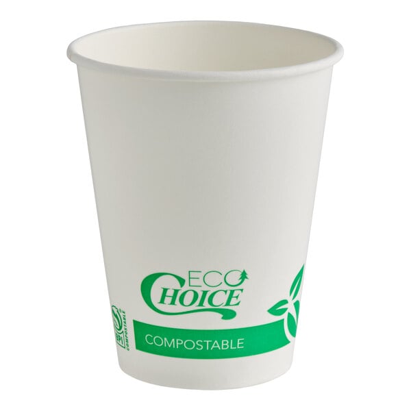 EcoChoice 12 oz. Compostable PLA Paper Cold Cup - 50/Pack