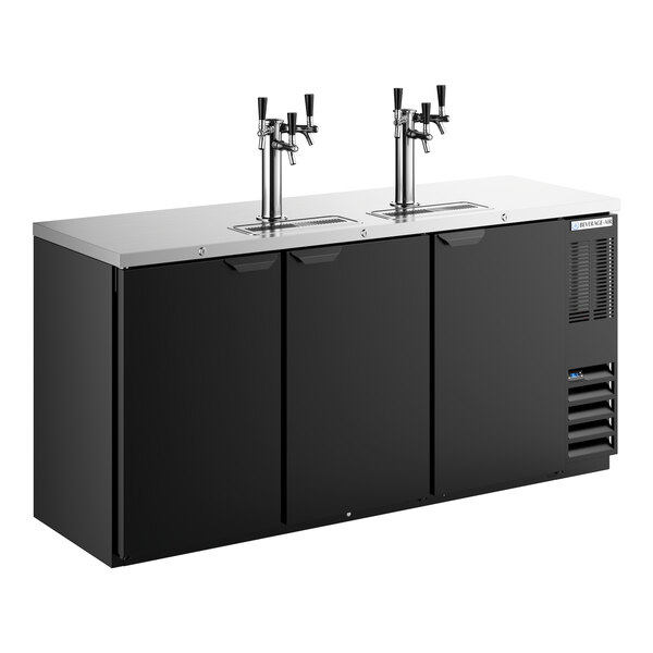 Beverage-Air DD72HC-1-B-069 (2) Triple Tap Kegerator Beer Dispenser with Right Side Compressor - Black, 3 (1/2) Keg Capacity