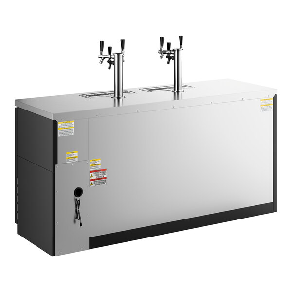 Beverage-Air DD72HC-1-B-069 (2) Triple Tap Kegerator Beer Dispenser with Right Side Compressor - Black, 3 (1/2) Keg Capacity