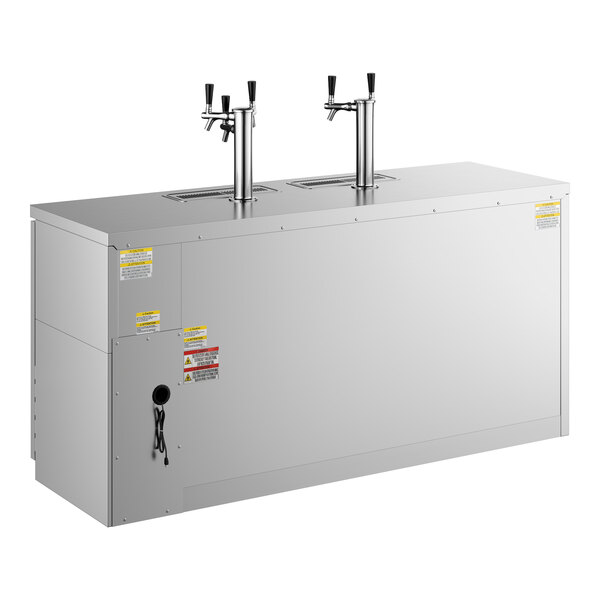 Beverage-Air DD72HC-1-S-072 1 Double and 1 Triple Tap Kegerator Beer Dispenser with Right Side Compressor - Stainless Steel, 3 (1/2) Keg Capacity