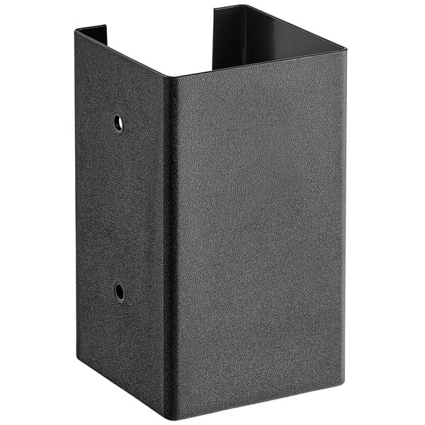 a black metal corner with holes