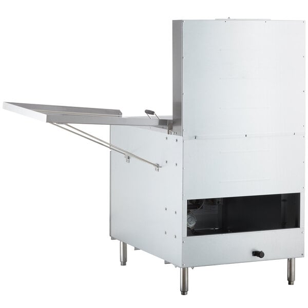 An Avantco gas fryer with an open door.
