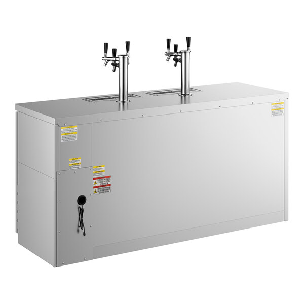 Beverage-Air DD72HC-1-S-069 (2) Triple Tap Kegerator Beer Dispenser with Right Side Compressor - Stainless Steel, 3 (1/2) Keg Capacity