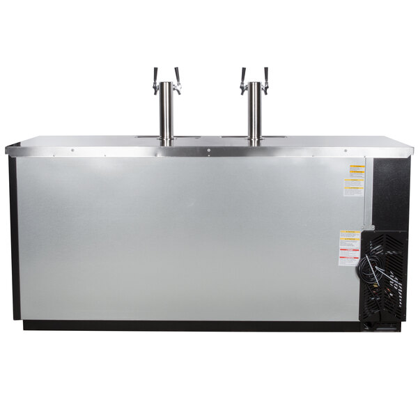 A large black Beverage-Air beer dispenser with two taps.
