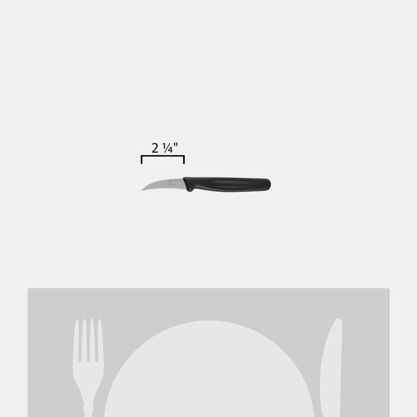 A Victorinox Bird's Beak Paring Knife with a black handle.