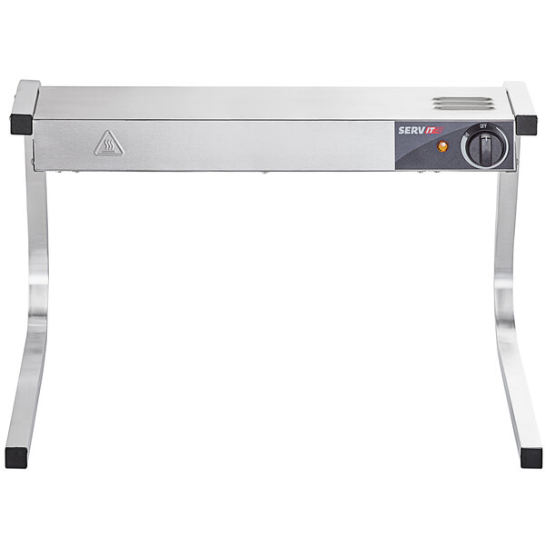 a silver rectangular object with buttons and a black and grey handle