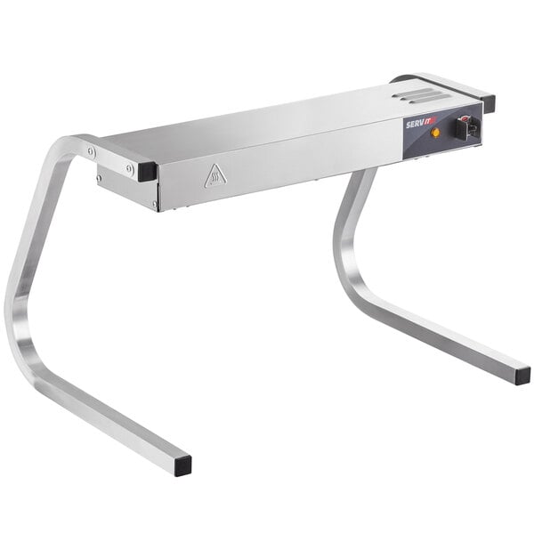 A ServIt stainless steel strip warmer with "C" style legs on a counter.