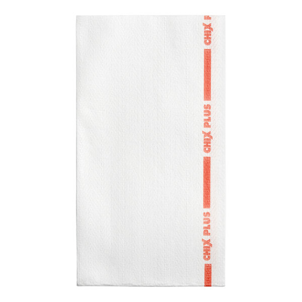 A white paper towel with red text reading "Chix" in red.