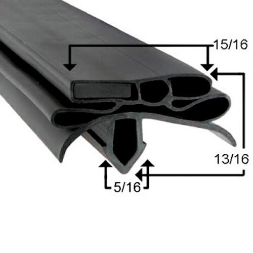 A black rubber True magnetic door gasket with measurements.