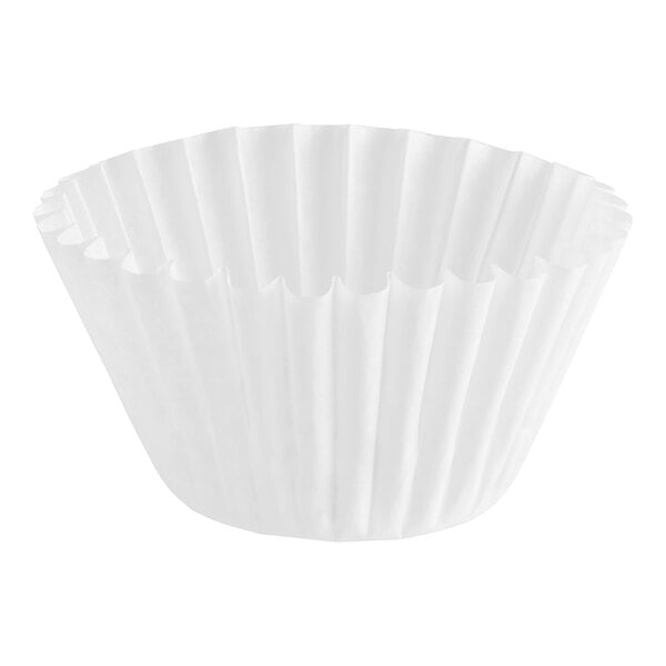 A close up of a white paper Curtis coffee filter.