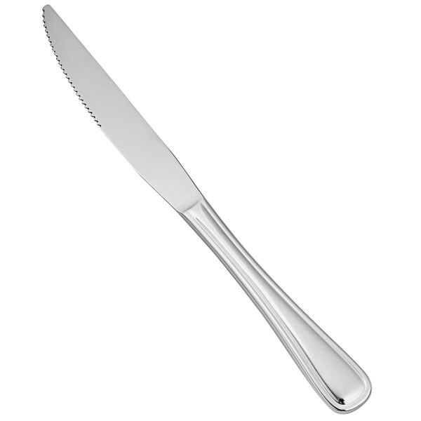 A Bon Chef stainless steel steak knife with a silver handle.