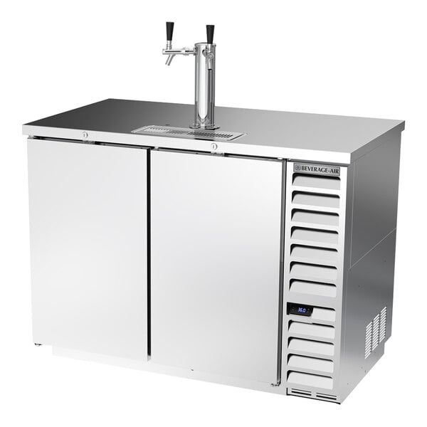 Beverage-Air DD50HC-1-S-ALT Double Tap Kegerator Beer Dispenser with Right Side Compressor - Stainless Steel, 2 (1/2) Keg Capacity