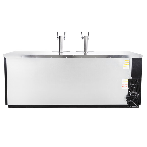 A black Beverage-Air beer dispenser with two taps.