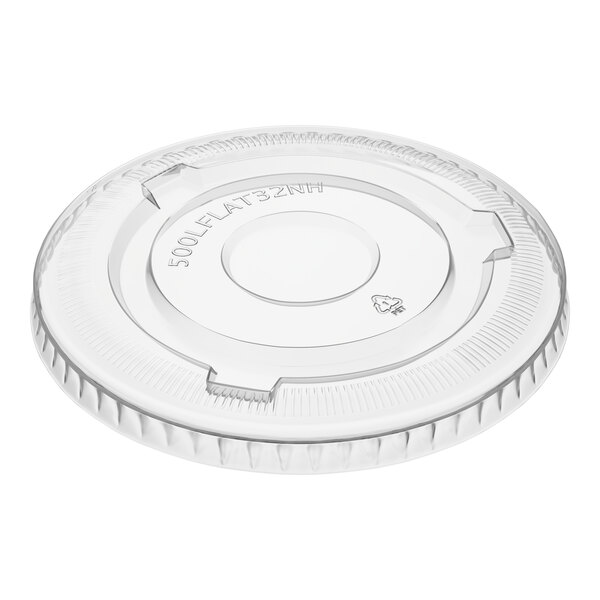 Choice 32 oz. Clear PET Plastic Flat Lid with No Straw Slot - 500/Case