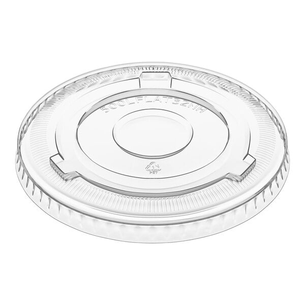 Choice 32 oz. Clear PET Plastic Flat Lid with No Straw Slot - 500/Case