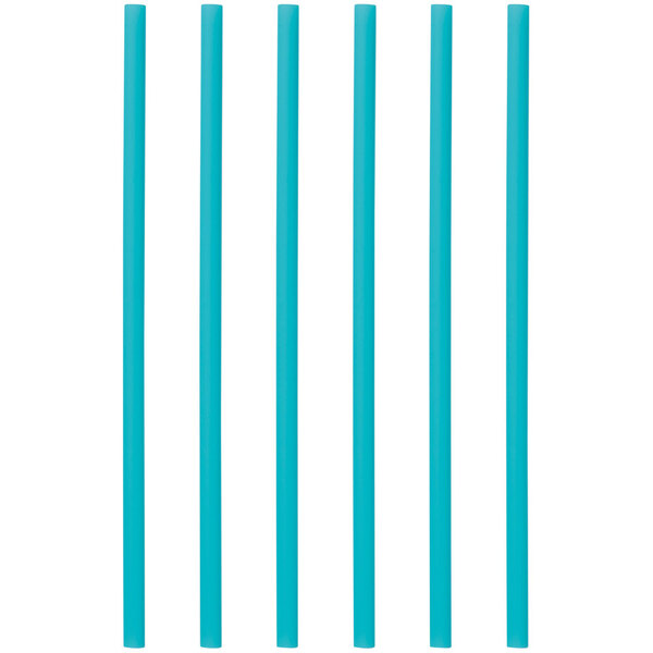 A group of Phade giant blue striped compostable straws.