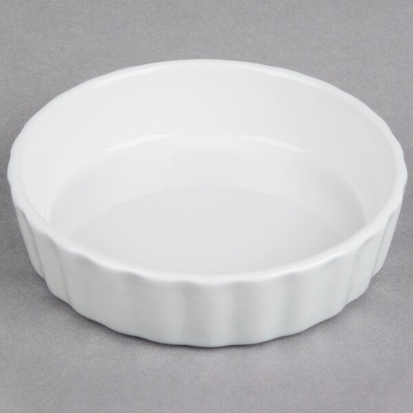 Porcelain White Tuxton BPK-0805 Vitrified China Round Fluted Creme Brulee Dish Pack of 12 8 oz ,
