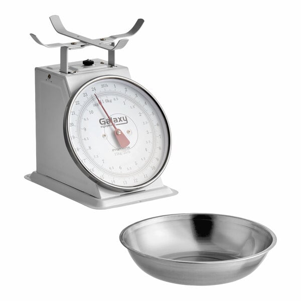 Galaxy SD-FLAT25B 25 lb. Mechanical Portion Control Scale with Removable Stainless Steel Bowl
