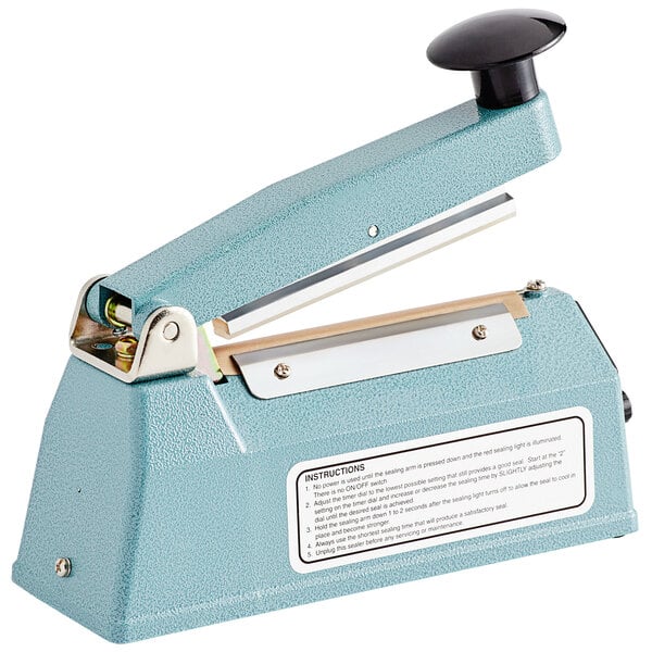A blue and black Thunder Group Manual Impulse Bag Sealer.