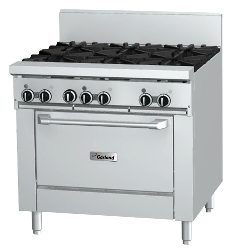 Garland Gfe36 4g12r Natural Gas 4 Burner 36 Range With Flame Failure Protection And Electric Spark Ignition 12 Griddle And Standard Oven 240v 160 000 Btu