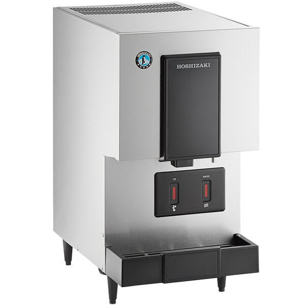 A Hoshizaki countertop ice maker with a black and silver lid.