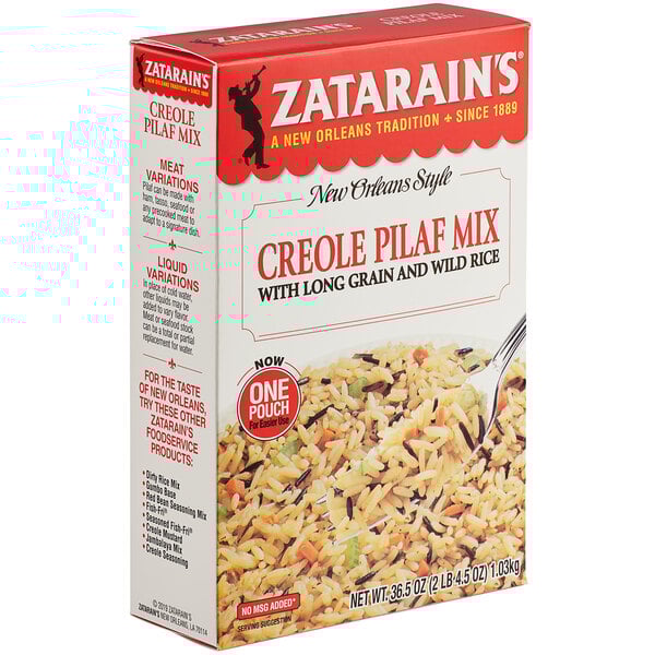 A box of Zatarain's Creole Pilaf rice mix.