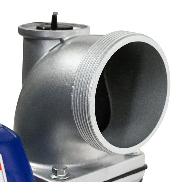 The air intake valve for a DuroMax water pump, with blue and silver parts.