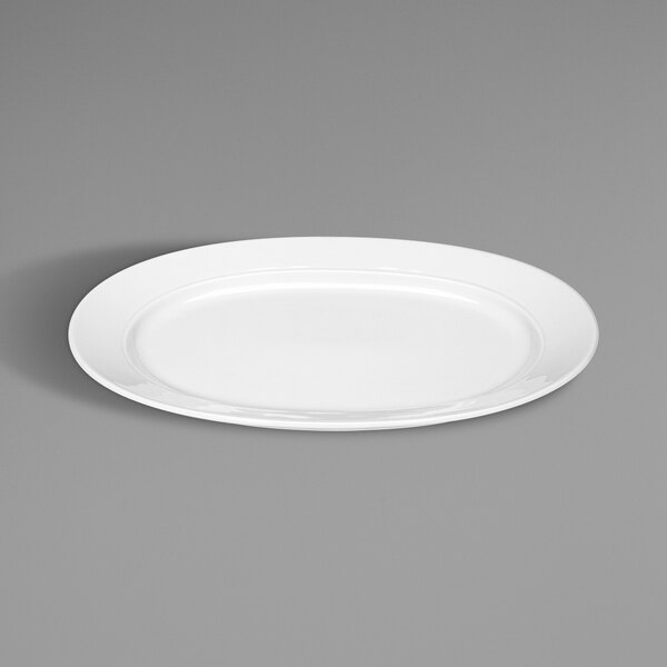 a white plate on a gray background