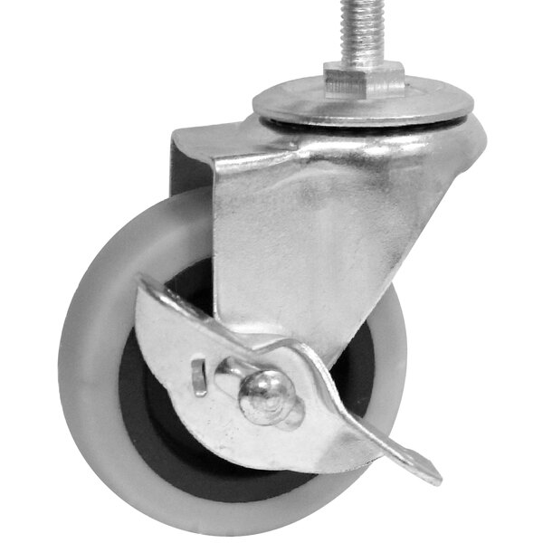 National Public Seating CAST-3 Caster with a metal wheel and a gusset with a screw.