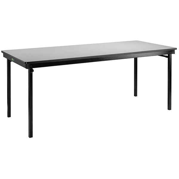 A rectangular table with black legs.