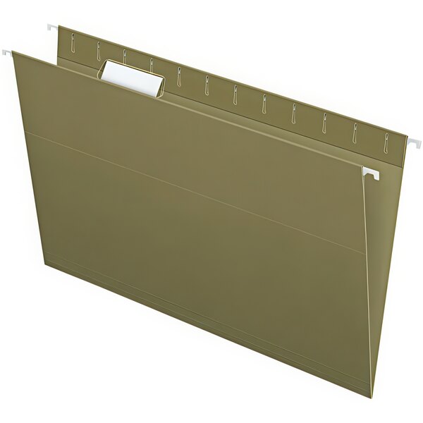 A green Pendaflex file folder with a white label.