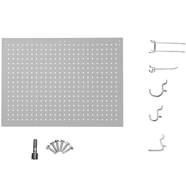 a peg board with many screws and bolts