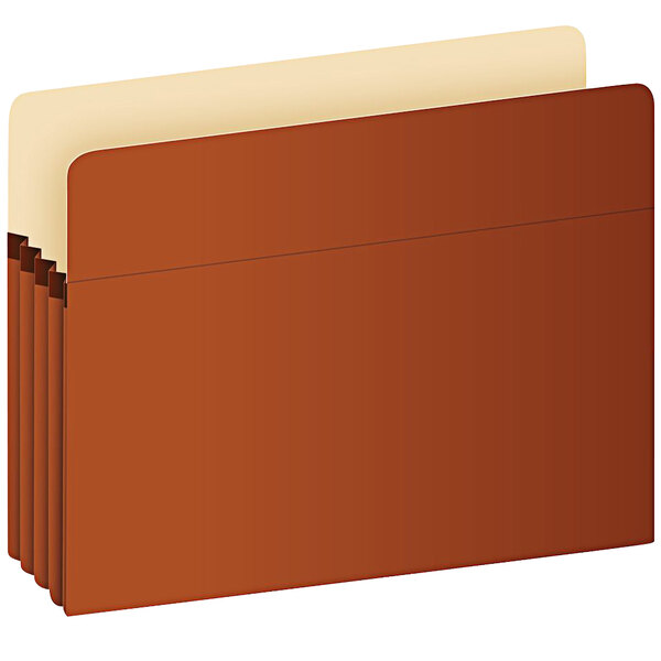 A brown Pendaflex legal size expanding file pocket with three open sections.