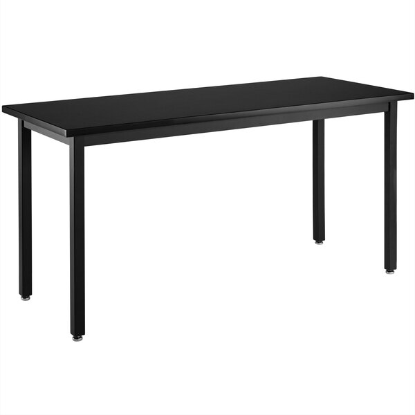 a black rectangular table with legs