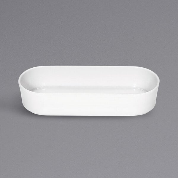 A white rectangular Bauscher porcelain dish.