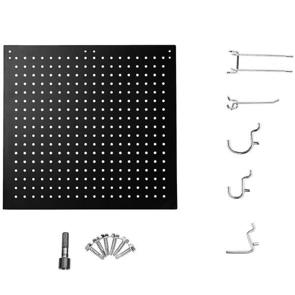 a black square with holes and screws