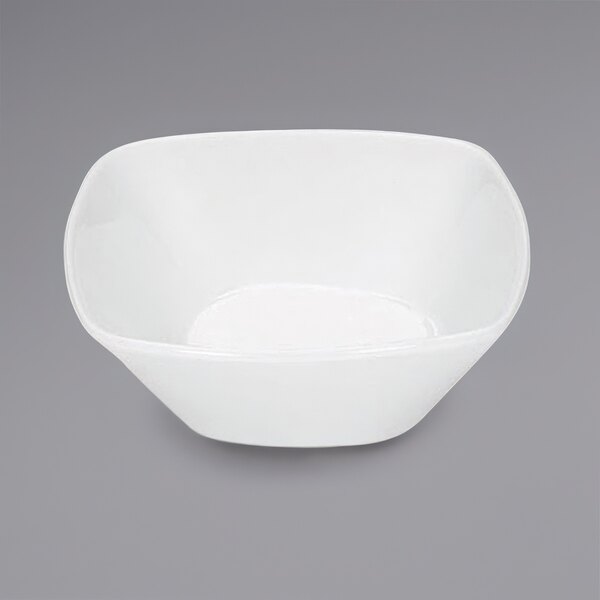 A white Bauscher porcelain saucer with a small rim.