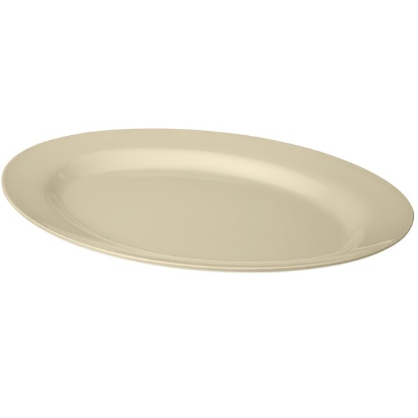 A white oval sandstone platter.