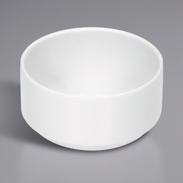 A Bauscher bright white porcelain cream soup bowl.