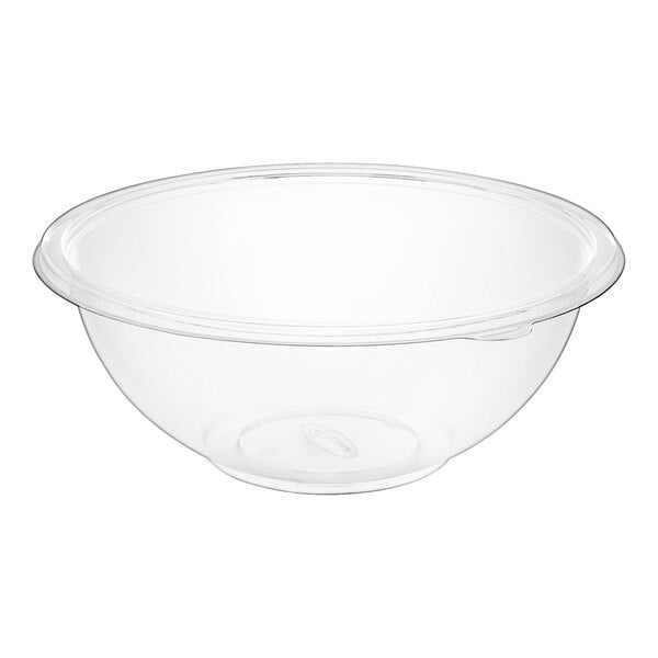 A clear plastic bowl with a clear rim.
